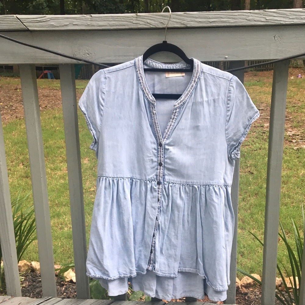 Denim Flowy Blouse!